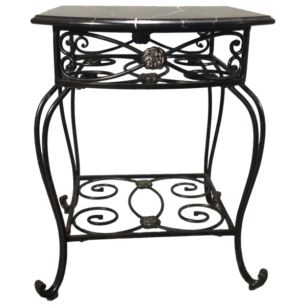 Wrought Iron End Table With Marble Top