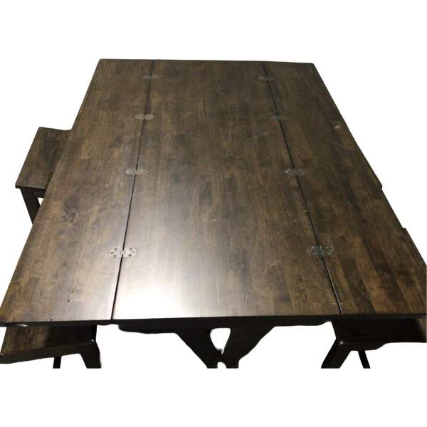 Folding Leaf Farm Table With Four Stools