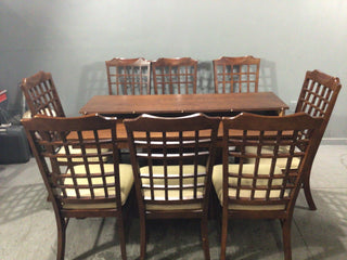 Nine piece dining table and chairs