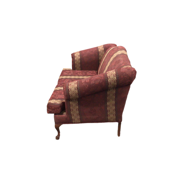 Burgundy Floral Pattern Loveseat