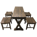 Folding Leaf Farm Table With Four Stools