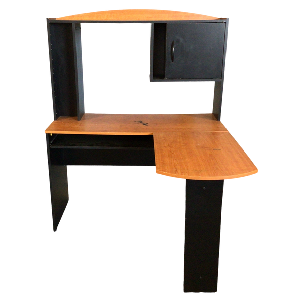Black L-Shaped Desk With Hutch