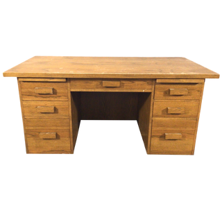 Oak Seven Drawer Desk