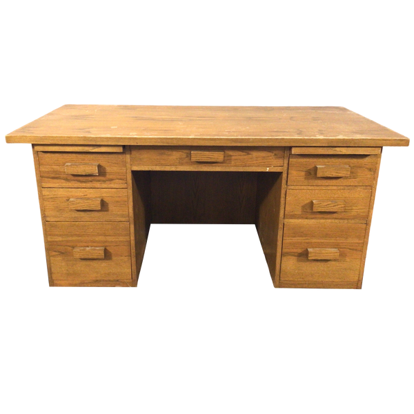 Oak Seven Drawer Desk