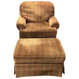 Multicolor Striped Chair And Ottoman