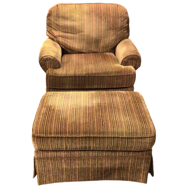 Multicolor Striped Chair And Ottoman