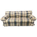 Blue Plaid Reclining Sofa