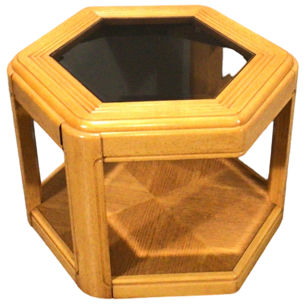 Hexagon Shaped Oak End Table