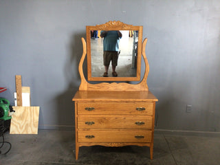 Three drawer dresser with mirror