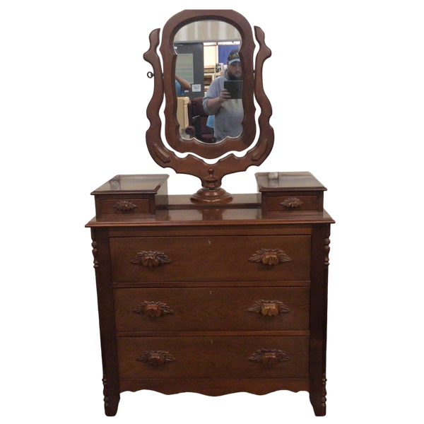 Three Drawer Vanity With Mirror