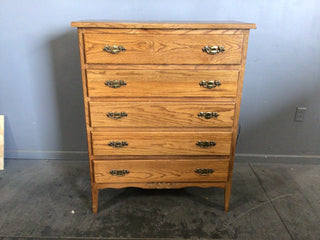 Oak five drawer chest