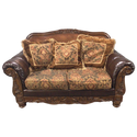 Brown Leather Wood Trim Loveseat