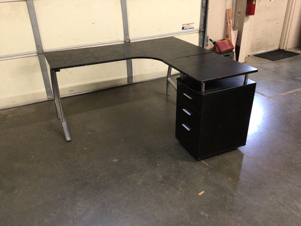 Black L shaped desk
