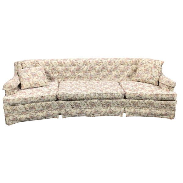 White Floral Pattern Curved Sofa