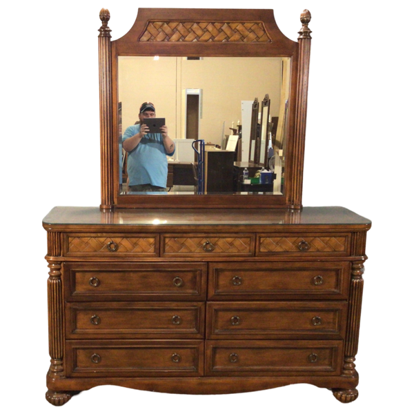 Nine Drawer Dresser with Mirror