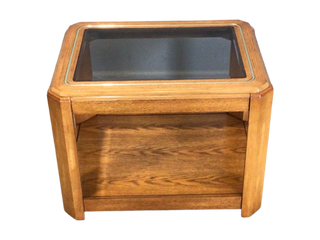 Oak Glass Top Side Table