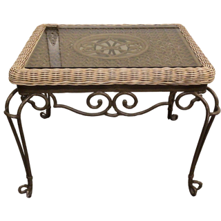 Wicker Top Metal Frame End Table