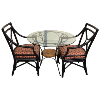 Glass Top Table With Two Chairs