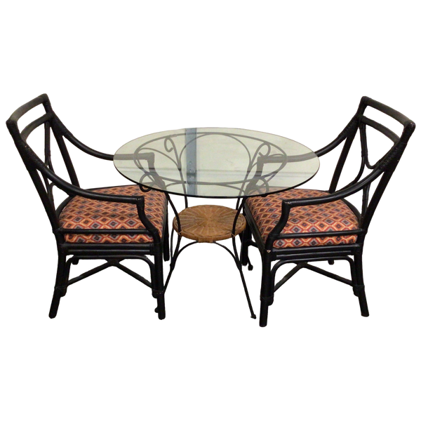 Glass Top Table With Two Chairs