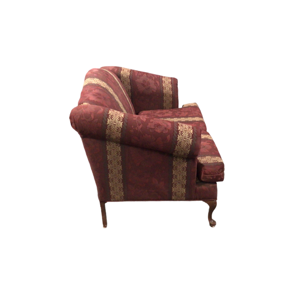 Burgundy Floral Pattern Loveseat