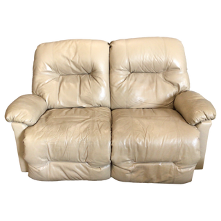 Tan Leather Reclining Loveseat