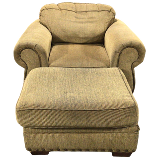 Broyhill Light Brown Chair With Ottoman