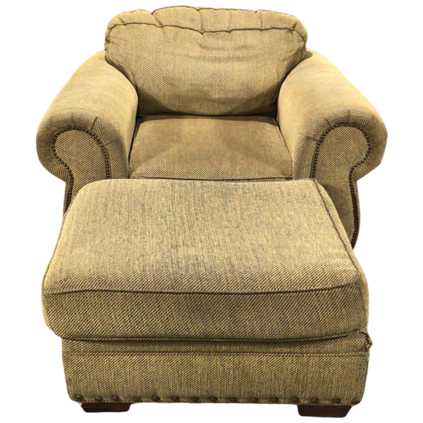 Broyhill Light Brown Chair With Ottoman