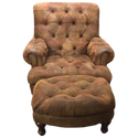 Suede Leather Chair With Ottoman