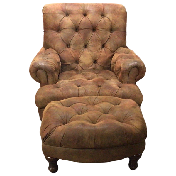 Suede Leather Chair With Ottoman