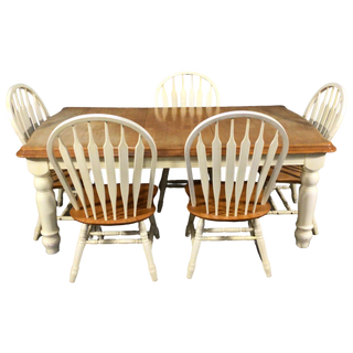 White And Blonde Six Piece Dining Set
