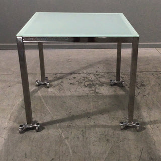 Opaque Glass Top Chrome Table