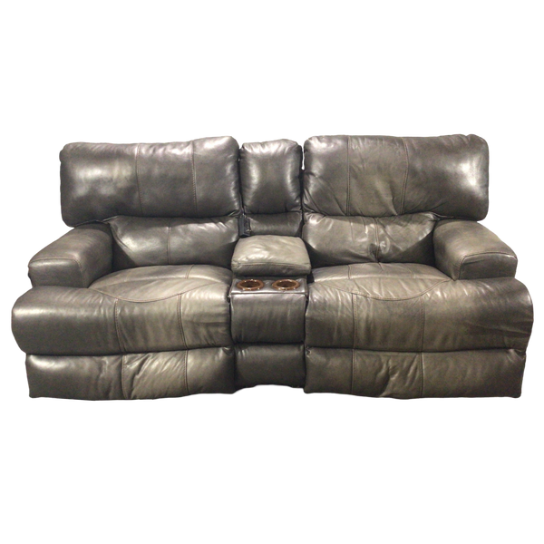 Dark Gray Leather Electric Reclining Sofa