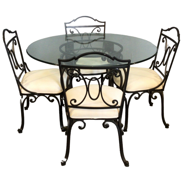 Black Iron Glass Top Dining Table