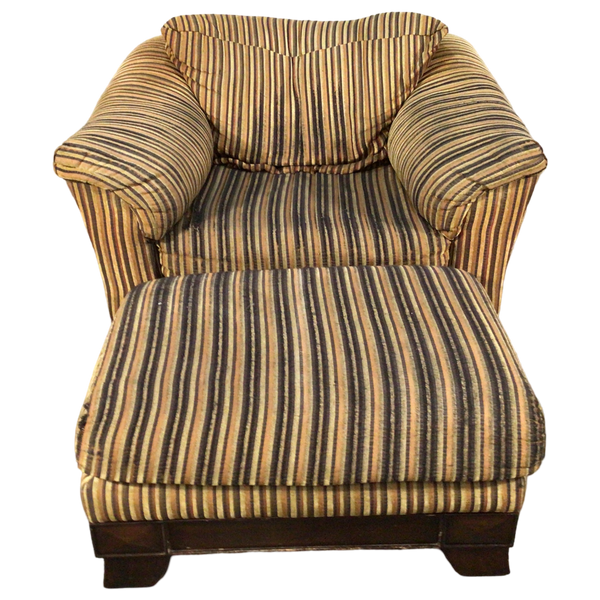 Gold Striped Chair With Ottoman